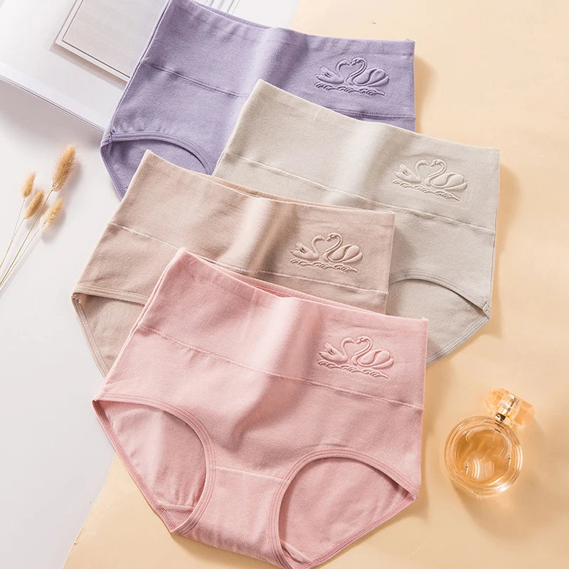 Plus Size 4Pcs High Waist Women‘s Panties Body Shaper Underwear Breathable Cotton Briefs Grils Panty Sexy Slim Female Lingerie