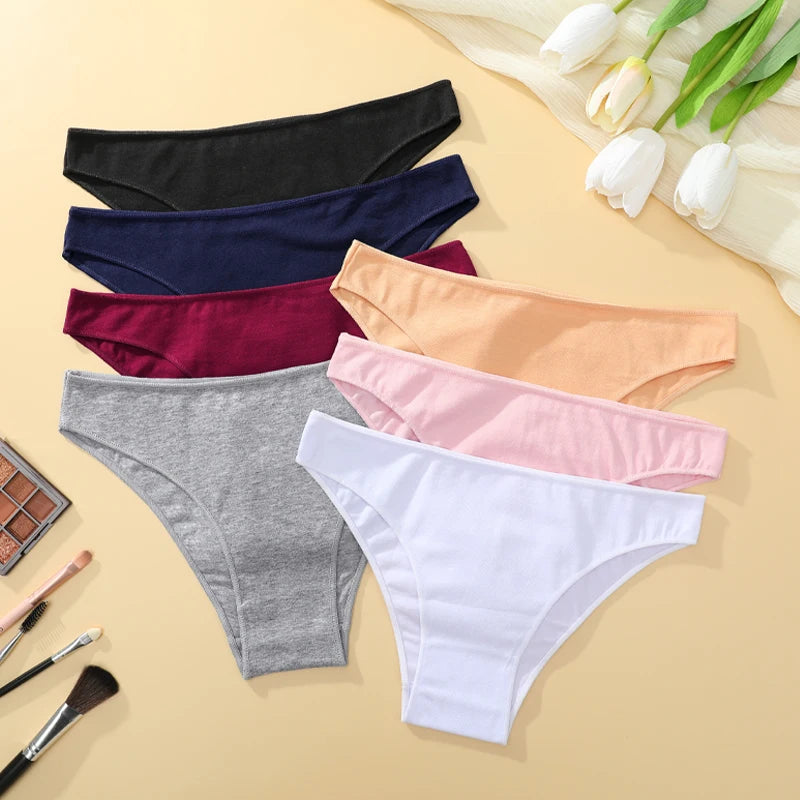 4PCS Women's Cotton Seamless Panties Sexy Low Waist Solid Color Underwear Female Breathable Briefs Soft Comfortable Lingerie New