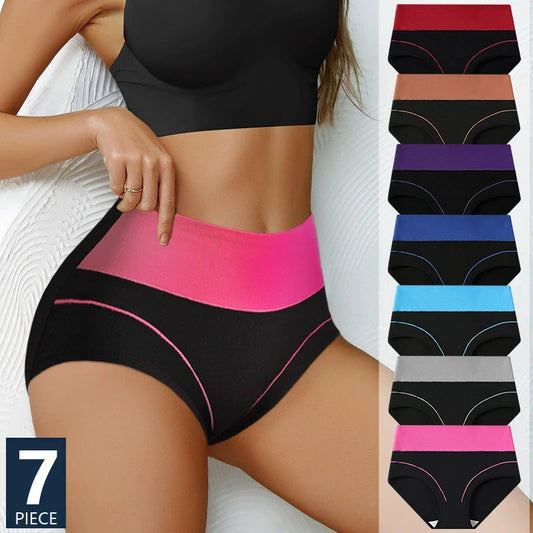 7PCS High Waist Body Shaper Soft Cotton Briefs for Women Slimming Breathable Panty Plus Size XS-3XL Lingerie Female Underwear
