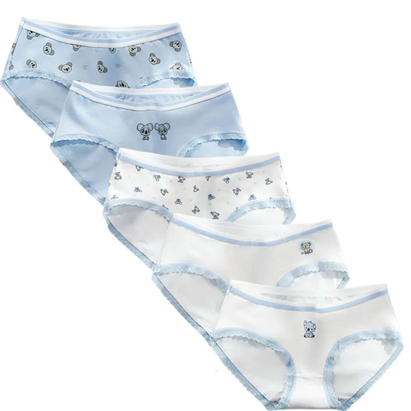 5 Pcs/set Teens Girls Underwear Cotton Adolescent Girls Briefs Soft Teenage Girl Panties Age 8-16 Years Kids Triangle Underpants