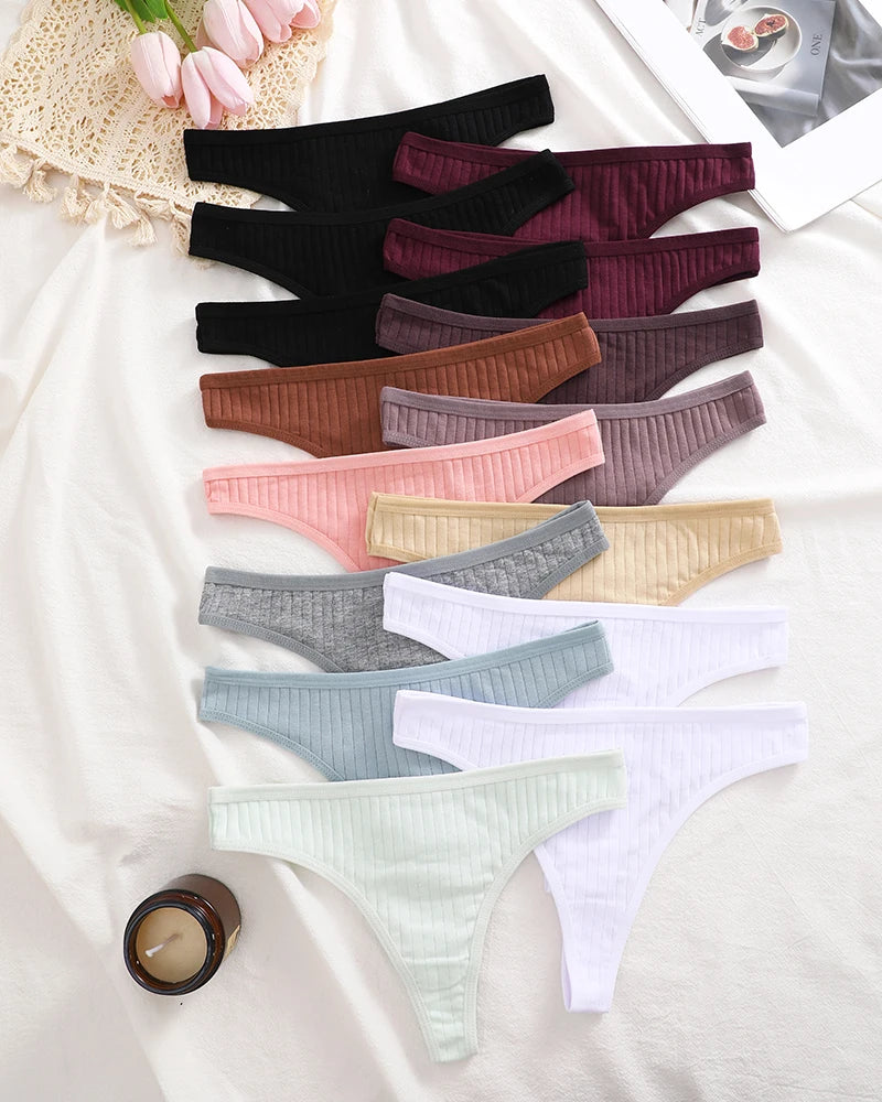 15Pcs Cotton Panties G-String Women Panties Sexy Underwear Female Lingerie Thong Briefs for Woman Solid Color Intimate Pantys