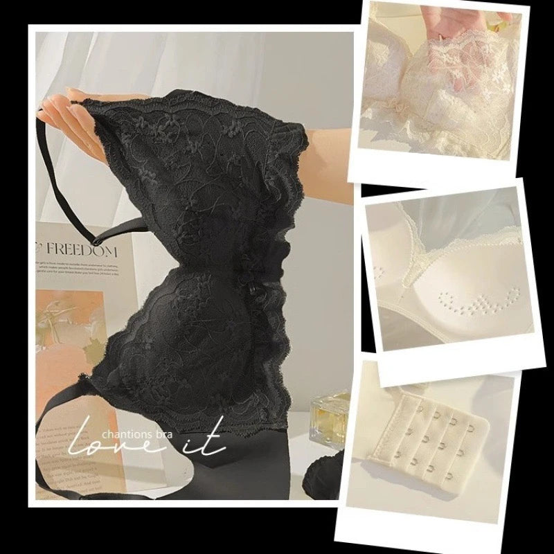 Underwear For Women In Summer, Thin, Large Breasts, Small Breasts, Gathered Summer, Thin, Breathable, Wire-free Sexy Lace Bra