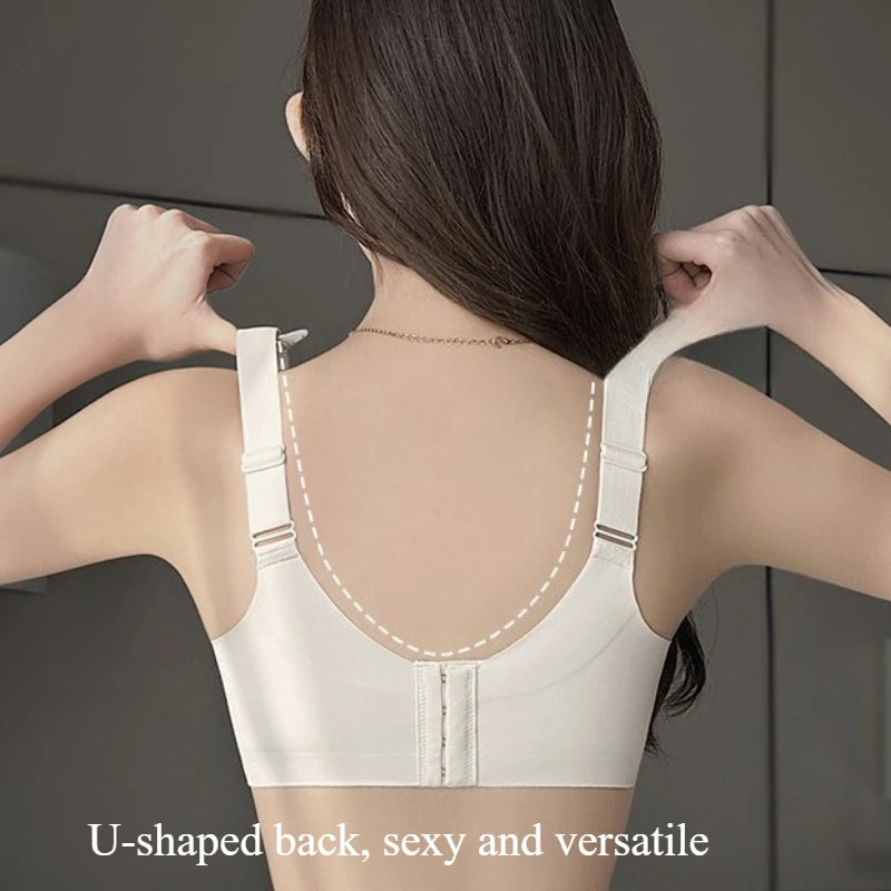 White Full Cup Minimizer Bra Seamless Side Control Anti-Sag Summer Ultra Thin Strapless Sport Everyday Bra for Women