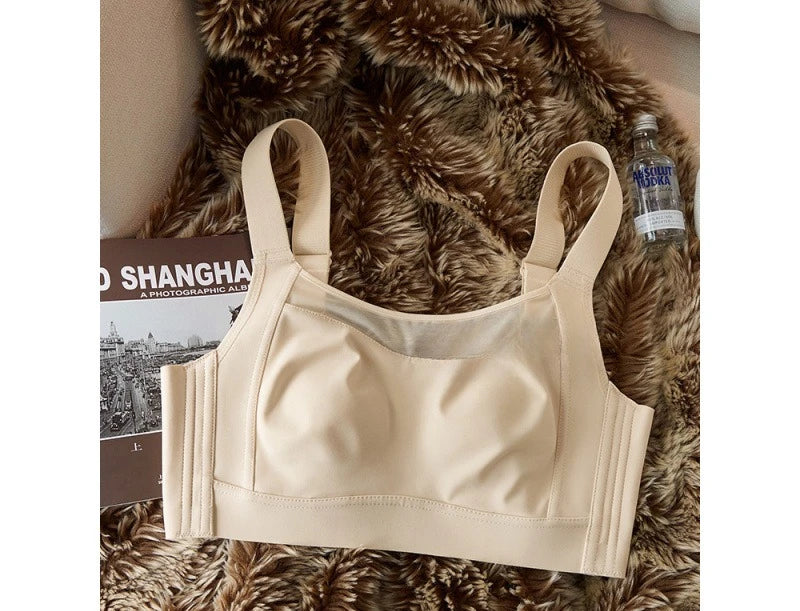 White Full Cup Minimizer Bra Seamless Side Control Anti-Sag Summer Ultra Thin Strapless Sport Everyday Bra for Women