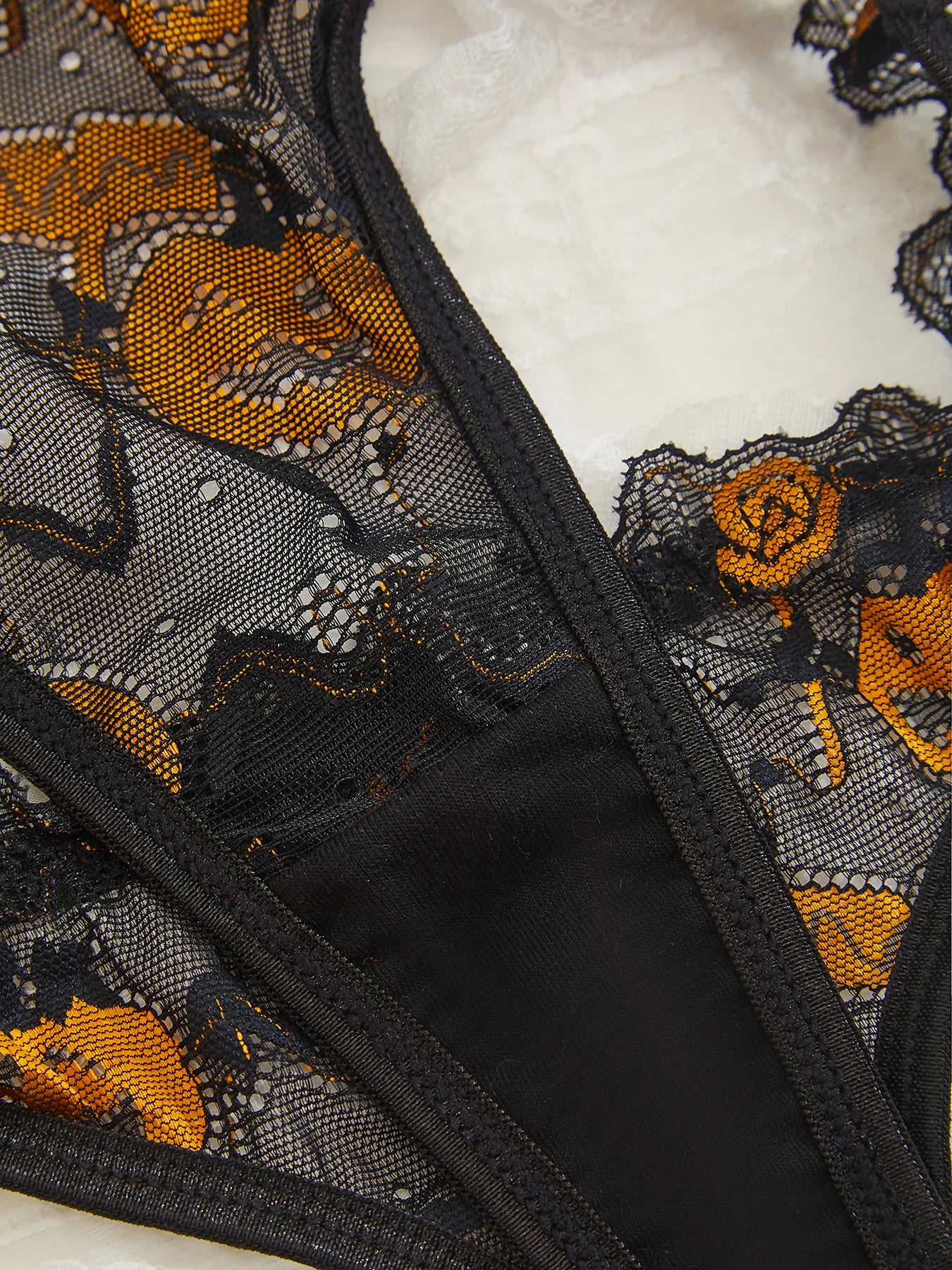 Halloween Mesh Printed Pumpkin Head bra Sexy Lace Tie Up with Steel Rim Underwear Sexy Lingerie Underwire Bra Underwear
