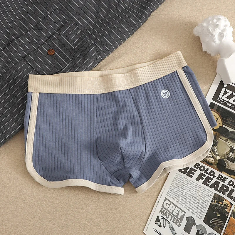 M-3XL Mens Cotton Underwear Boxer Shorts Casual Mid-rise Elastic Waistband Men's Panties Comfortable Breathable Underpants Cueca