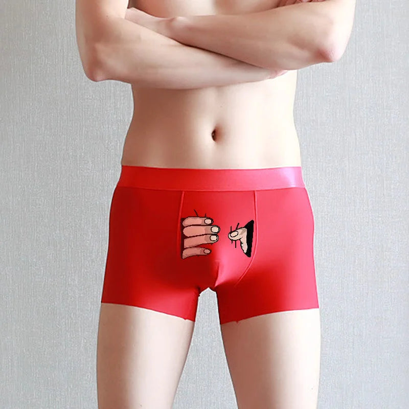 Funny Underwear Ice Silk Boxers for Men Shorts Cute Spoof Trunk Plus Size Male Panties Lovers fascinating Gift Boxer Men