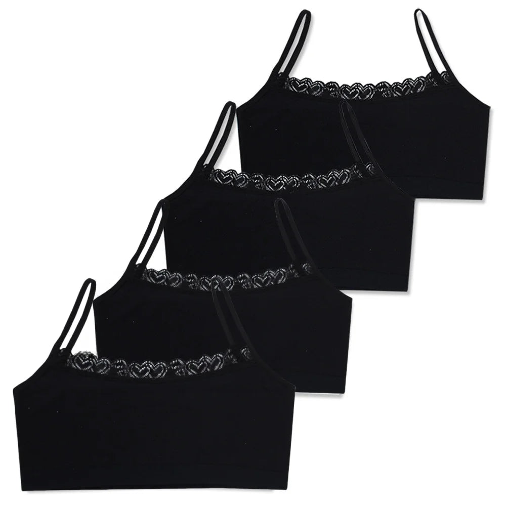 4PC Teen Bra Girl Vest Cotton Spandex Big Girl's Sport 8-14 Years Adolescente Kids Underwear
