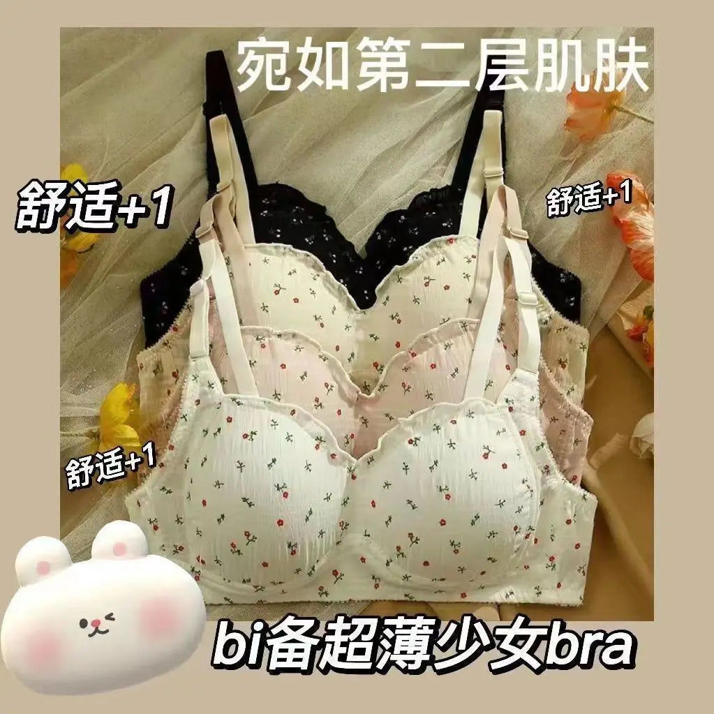 Japanese Sweet Cute Underwear Women Comfortable Small Breasts Gather Student Girls Thin Bra