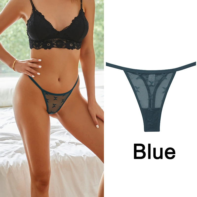 1Pcs Women Sexy Lace Floral G-String Panties String Transparent Underwear Intimates Panties Thong Low Waist Briefs S-XL Lingerie