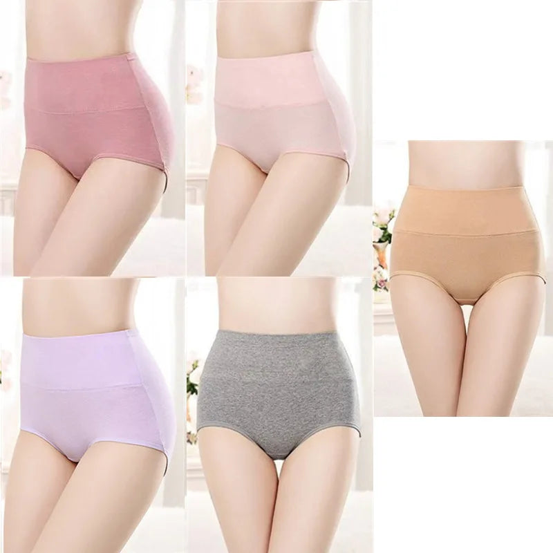 5PCS High Waist Cotton Panties Women Body Shaper Underwear Plus Size XL-4XL Fashion Girls Briefs Seamless Sexy Female Lingerie