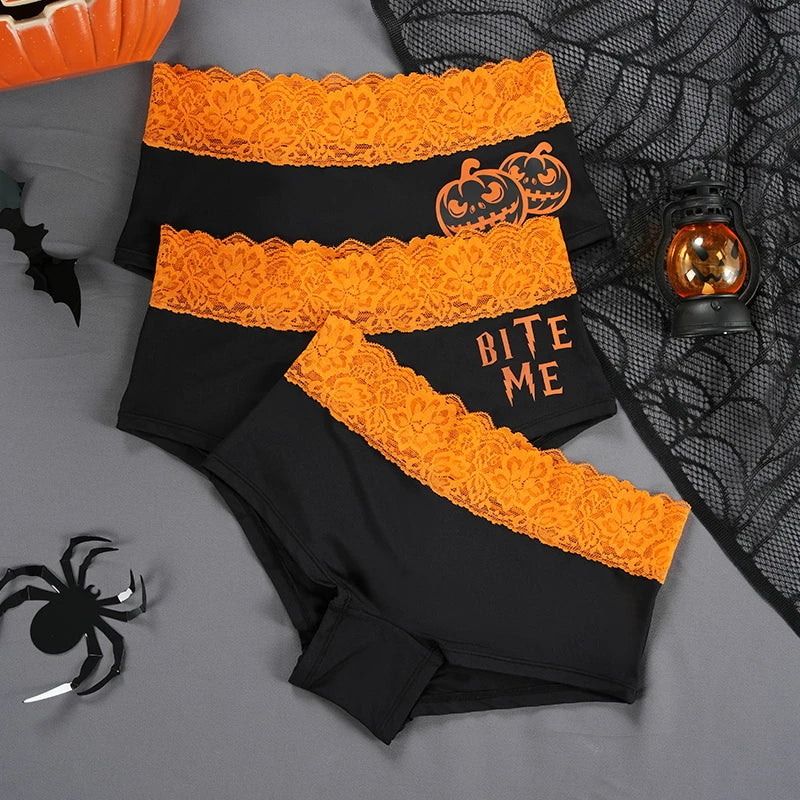 High-Rise Halloween Lace Panties Bragas De Cintura Alta Brief Ropa Interior Femenina Bragas De Mujer Knickers Women Underwear