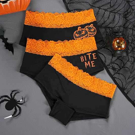 High-Rise Halloween Lace Panties Bragas De Cintura Alta Brief Ropa Interior Femenina Bragas De Mujer Knickers Women Underwear