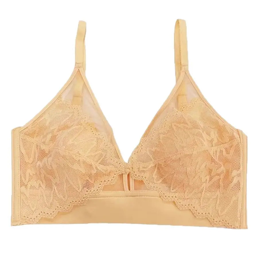 French Lace Lingerie for Women Without Steel Rings and Rabbit Ears, Mesh Fabric Breathable and Ultra-thin  Women Underwear
