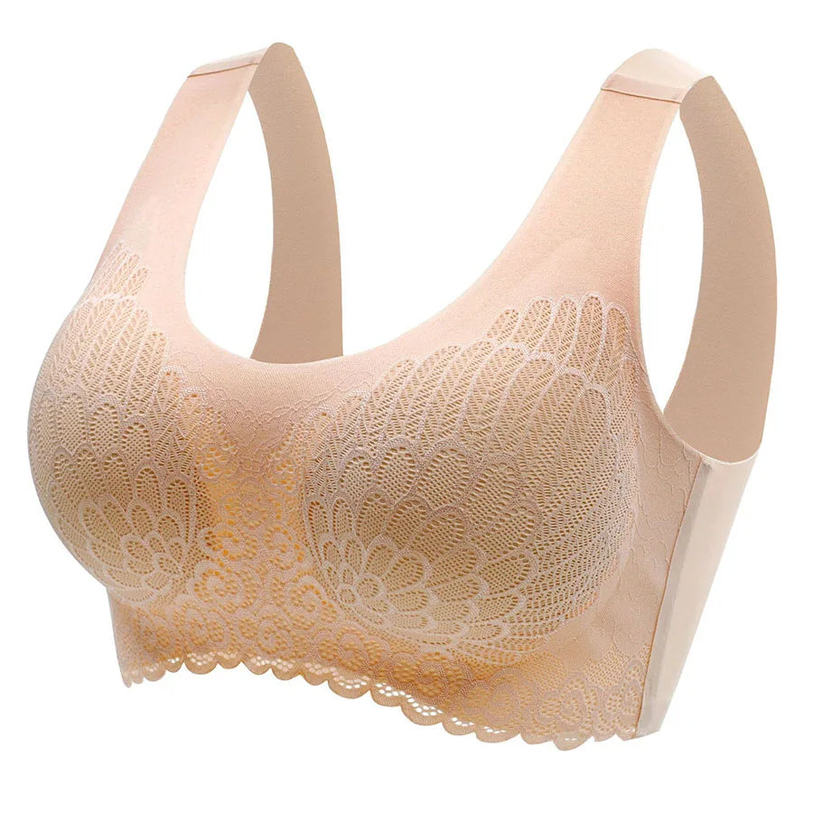 Secret Dig Women No Steel Ring Bar Push Up Lace Bustier Bra Thin Comfortable Breathable Underwear Intimates Removable Padding