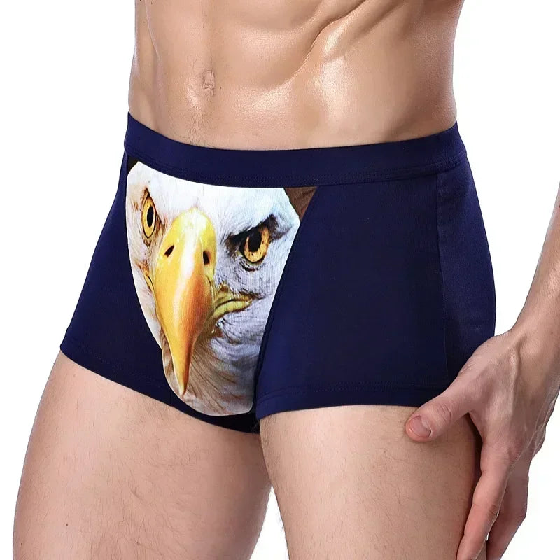 Boxer Men Underpants Modal Men's Wolf Panties Cartoon Animal Funny Boxers U Pouch Bulge Underwear Men  Lingerie Gift