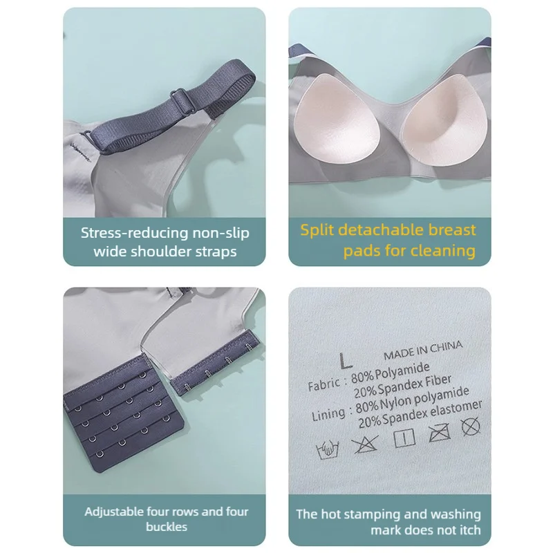 Sexy women's bras without underwire, seamless underwear, beautiful back, gathering, anti-sagging, detachable breast pads