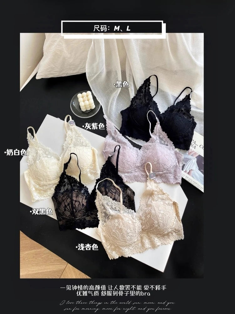 MOYISU Fancy Lace Innerwear Women Halter Neck Bra One Cup Design Back Beauty Comfort Support Elegant Wear Sale French Inspired