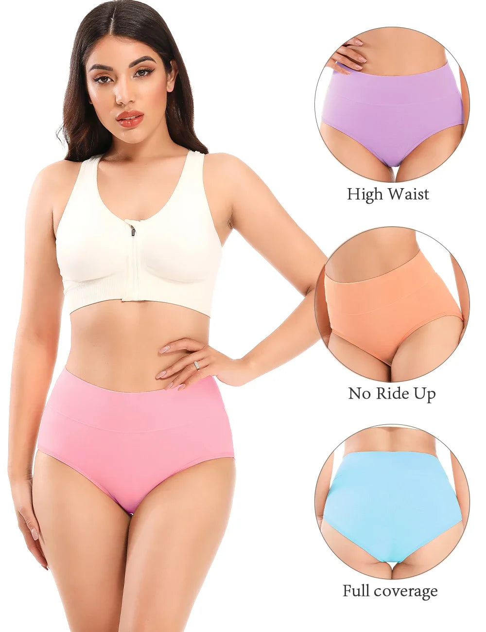 Molasus Women's Underwear Cotton High Waist Briefs Full Coverage Soft Breathable Ladies Abdominal Surgery Recovery Panties Sets
