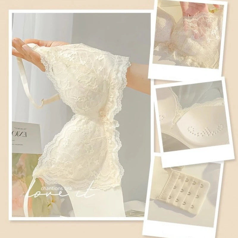 Underwear For Women In Summer, Thin, Large Breasts, Small Breasts, Gathered Summer, Thin, Breathable, Wire-free Sexy Lace Bra