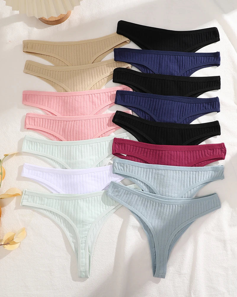 15Pcs Cotton Panties G-String Women Panties Sexy Underwear Female Lingerie Thong Briefs for Woman Solid Color Intimate Pantys