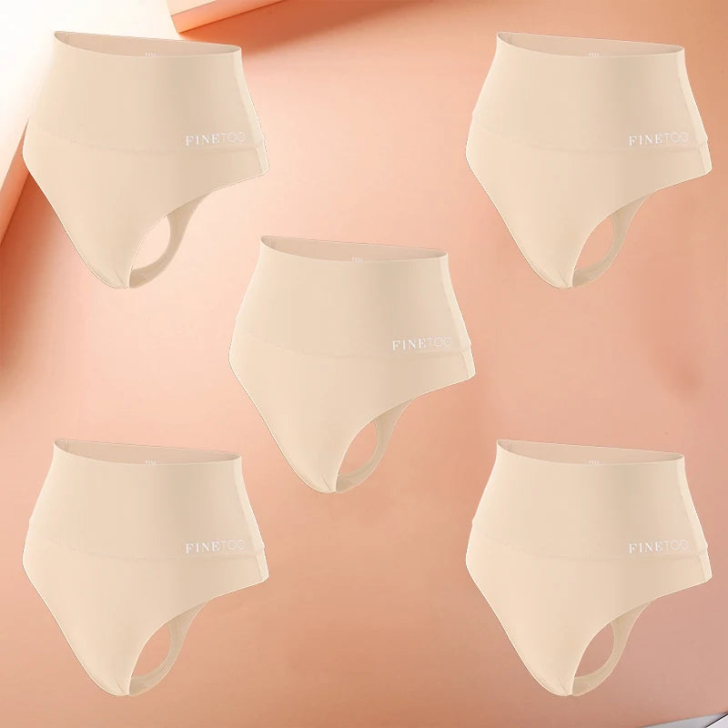 5Pcs Bodyshaper High Waist Seamless Thong Panties Underwear Anti-bacteria G-String Female Intimates Lingerie Shapewear Panties