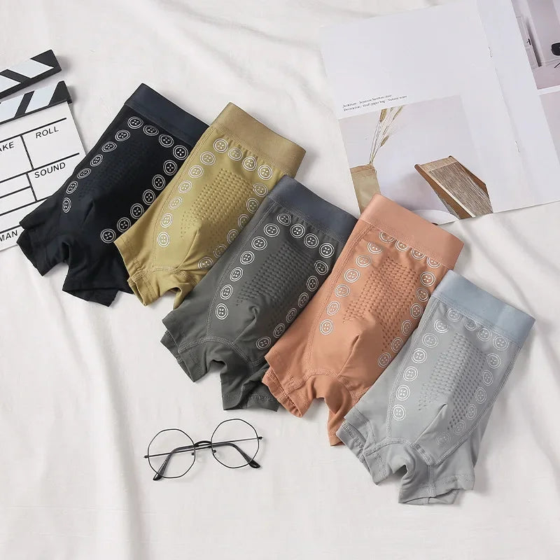 Men's Boxer Shorts 3A Graphene Antibacterial Ice Silk U-shaped Raised Bag Underwear Massage Particle Breathable Underwear