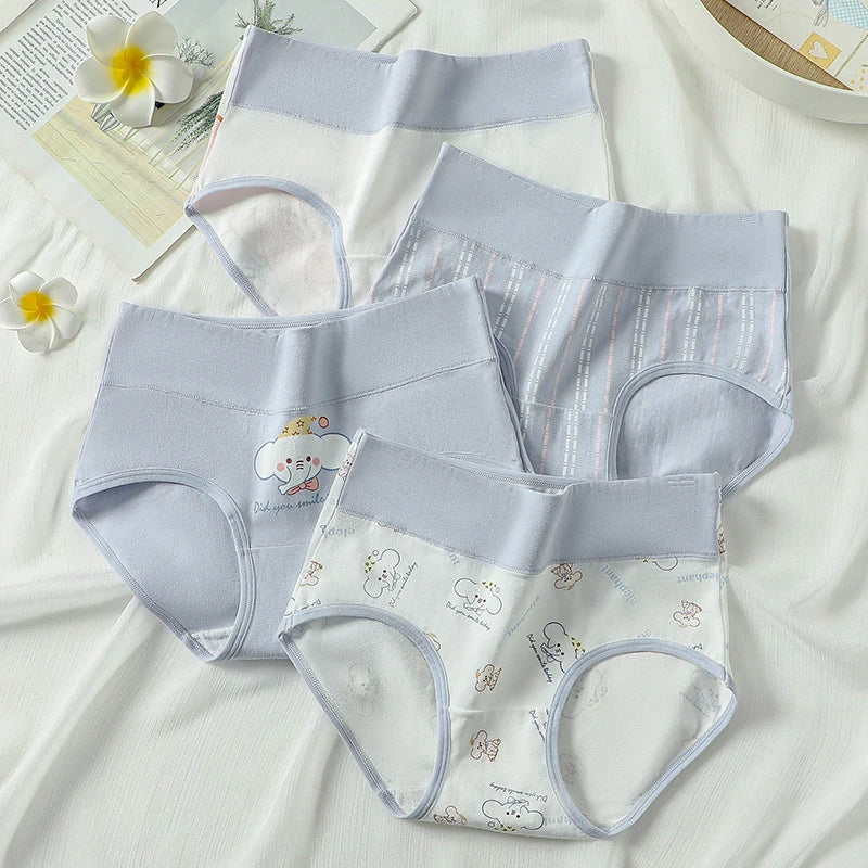 Plus Size 4Pcs High Waist Women‘s Panties Body Shaper Underwear Breathable Cotton Briefs Grils Panty Sexy Slim Female Lingerie