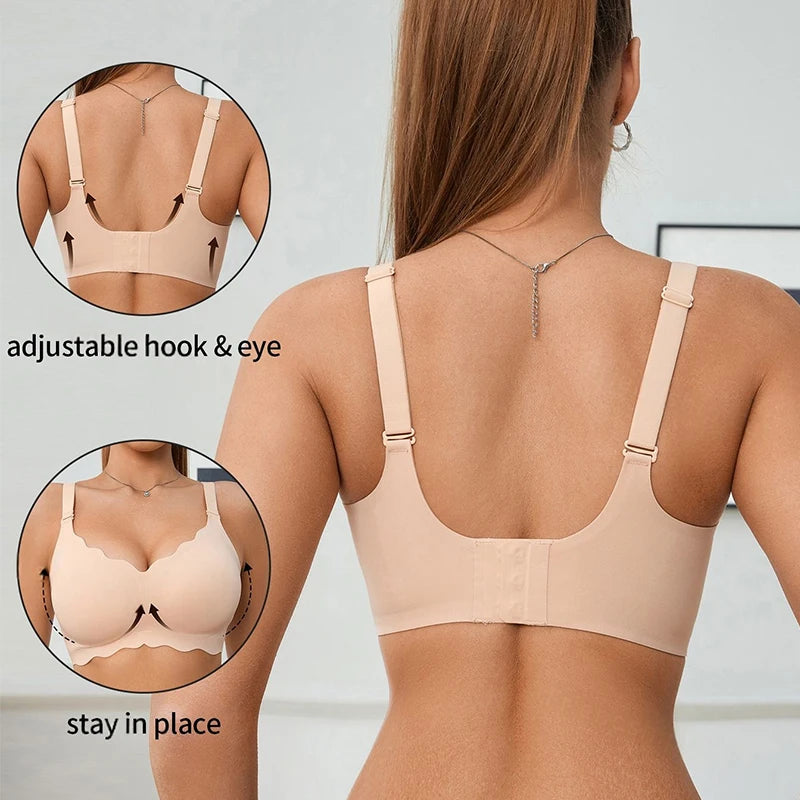 1Pc Sexy Women's Push Up Soft Bra Removable Padded Non Wired Bra Comfort Seamless Full Coverage Everyday Bra Underwear For Women