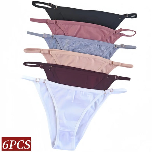 6Pcs/Set Cotton Underpants Women Sexy Briefs Low Waist Bikini Underwear Female Solid Color Panties S-XL Lingerie