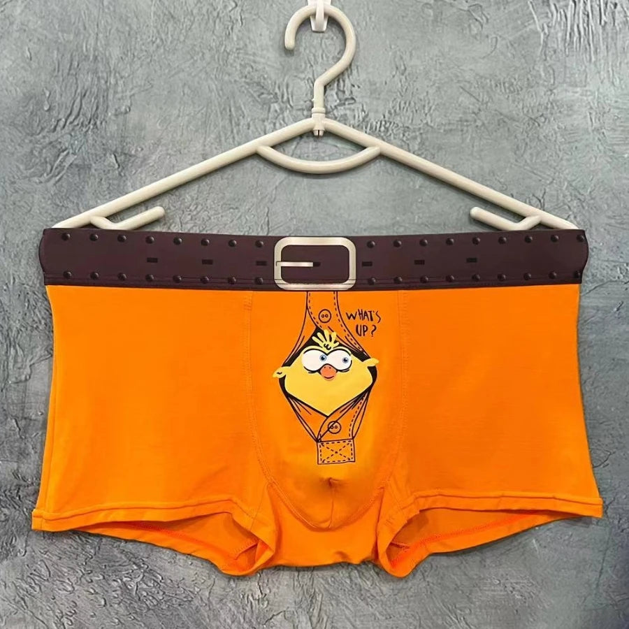 Fashion Mens Underwear Novelty Cartoon Modal Men Underpants Funny Bird Men's Boxer Briefs Breathable Soft Print Boxers Man