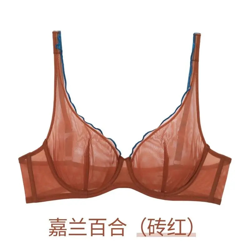 Elegant French Design Minimizer Bra Fashion Triangle Cups Structural Support Mesh Lingerie Set 32-40 MOYISU Sexy Panty Tushy Set