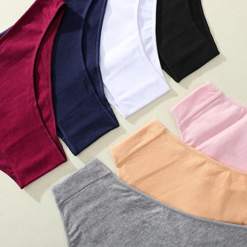 4PCS Women's Cotton Seamless Panties Sexy Low Waist Solid Color Underwear Female Breathable Briefs Soft Comfortable Lingerie New