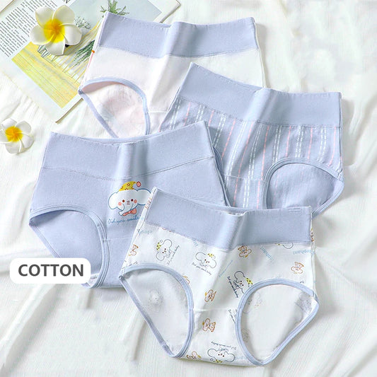 Plus Size 4Pcs High Waist Women‘s Panties Body Shaper Underwear Breathable Cotton Briefs Grils Panty Sexy Slim Female Lingerie