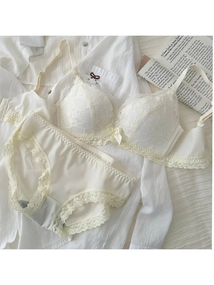YUQI Lace Bra Set for Women - Push Up Bralette Small Chest Anti-Sagging Support, Sexy Lingerie to Display Large Pair  bra set