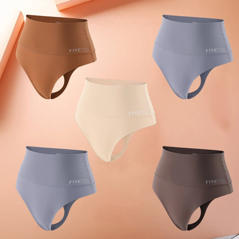 5Pcs Bodyshaper High Waist Seamless Thong Panties Underwear Anti-bacteria G-String Female Intimates Lingerie Shapewear Panties