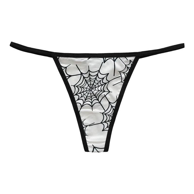 Halloween Mid Waist T-Back Ice Silk Tanga Ropa Interior String Underwear Woman Panties