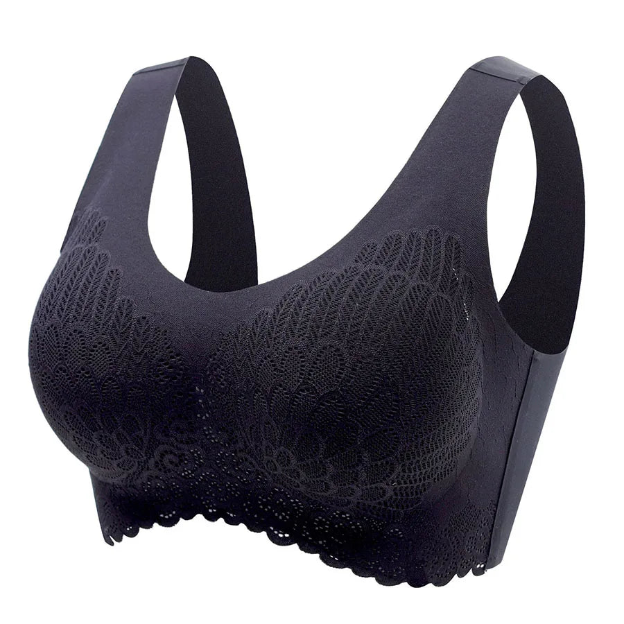 Secret Dig Women No Steel Ring Bar Push Up Lace Bustier Bra Thin Comfortable Breathable Underwear Intimates Removable Padding