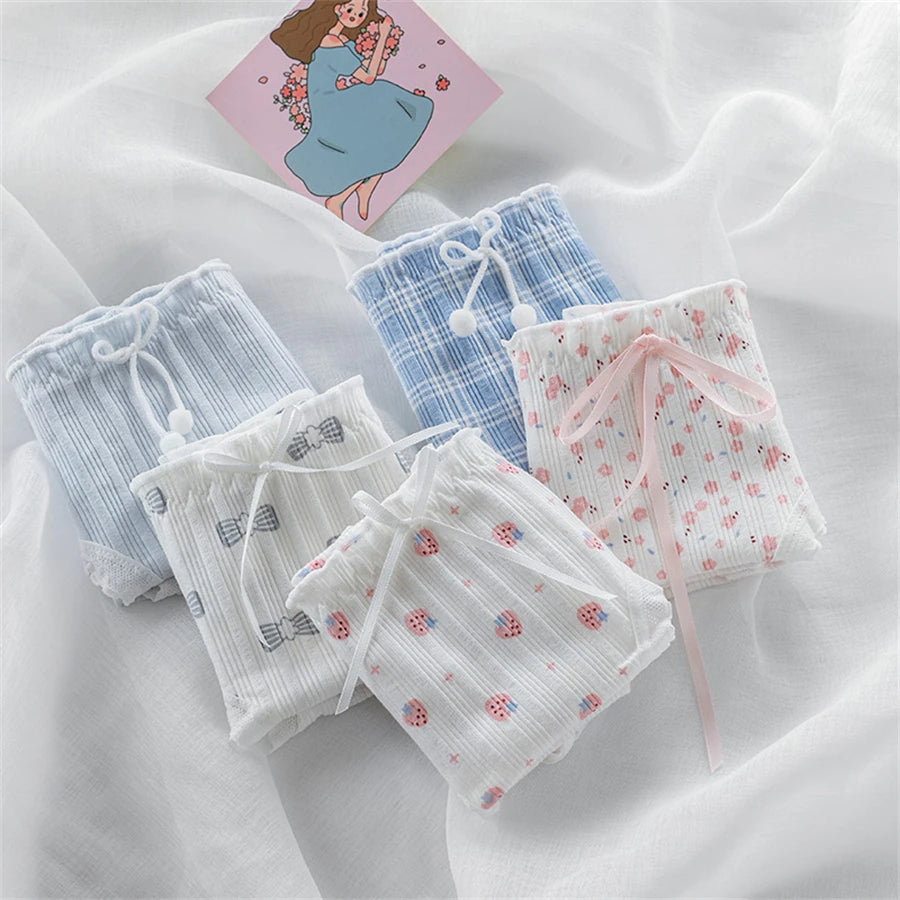 3PCS/Set Cotton Panties Women Underwear Panty Fashion Thread Bow Briefs Lovely Girl Seamless Underpants Female Lingerie Selling