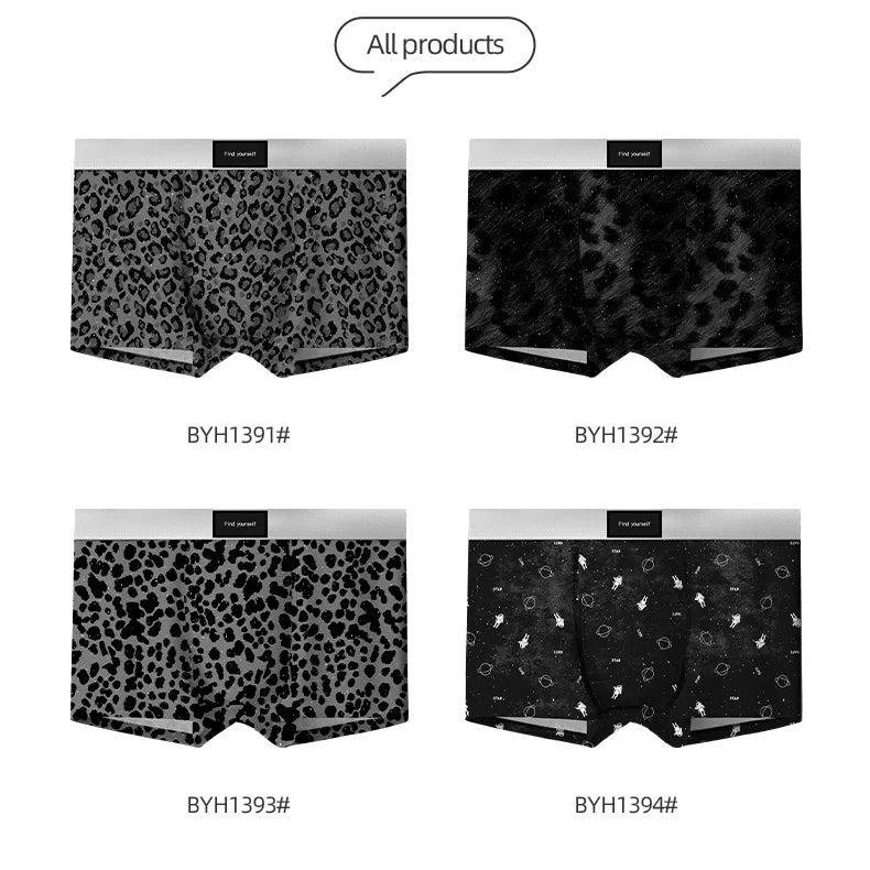 Men's Underwear Black leopard print starry sky ice silk BoxerShorts men quick drying breathable summer antibacterial Underpants