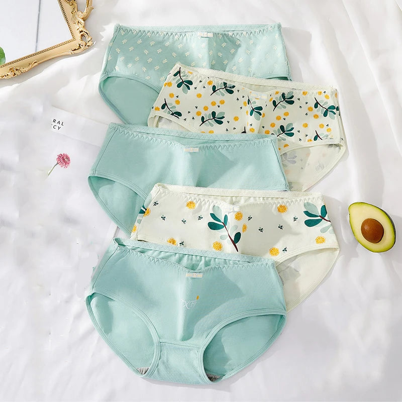 5Pcs Cute Print Young Girls Briefs Cotton Panties Women Breathable Underwear Sexy Low-Rise Ladies Underpants Female Lingerie