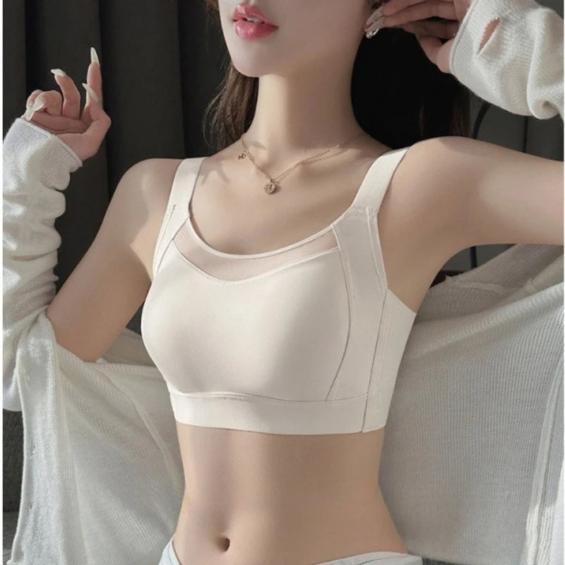 White Full Cup Minimizer Bra Seamless Side Control Anti-Sag Summer Ultra Thin Strapless Sport Everyday Bra for Women