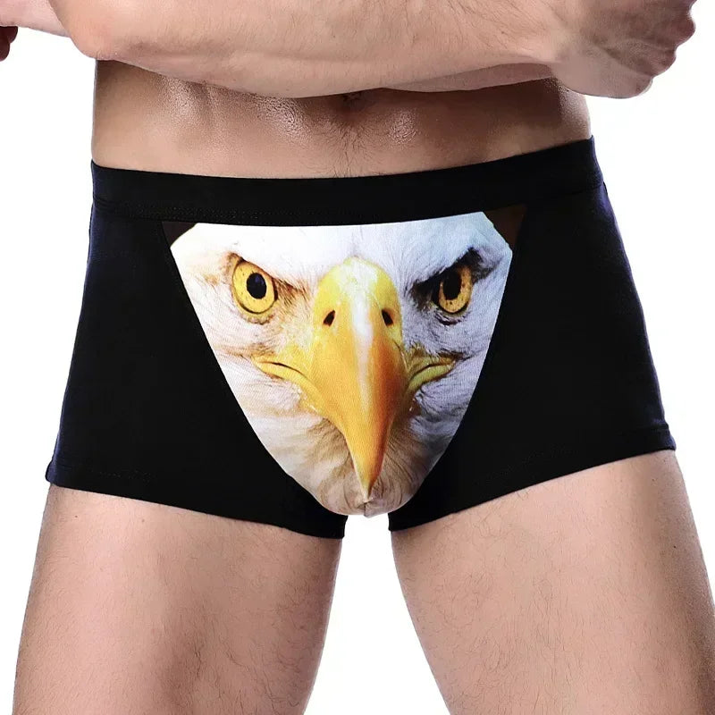 Boxer Men Underpants Modal Men's Wolf Panties Cartoon Animal Funny Boxers U Pouch Bulge Underwear Men  Lingerie Gift
