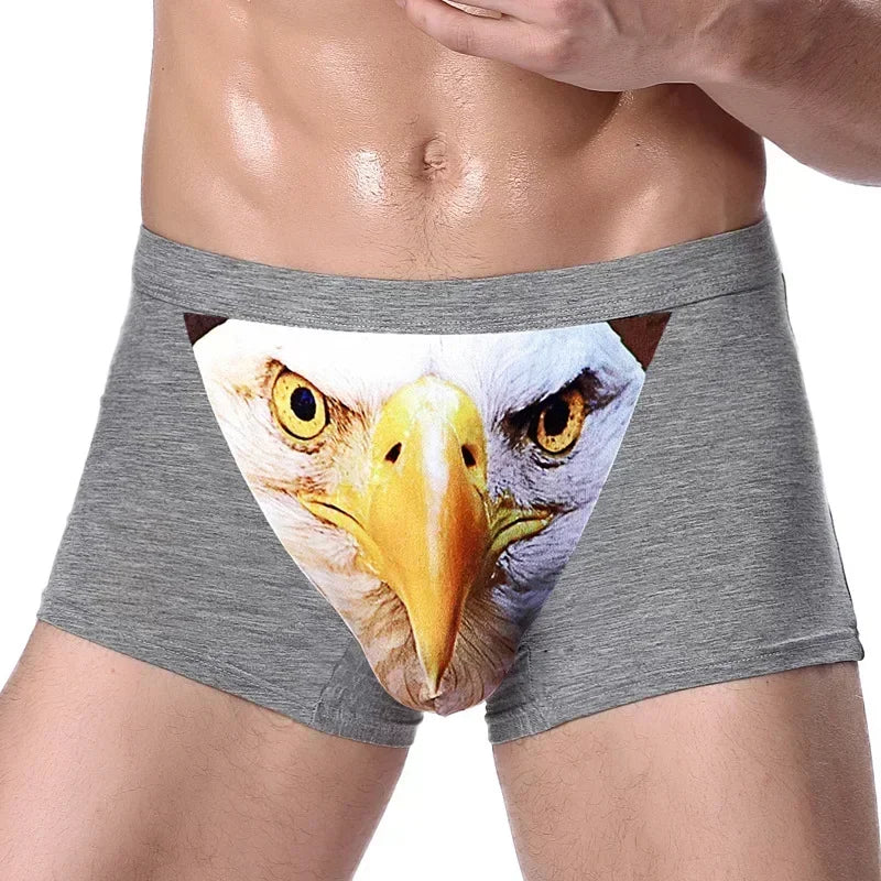 Boxer Men Underpants Modal Men's Wolf Panties Cartoon Animal Funny Boxers U Pouch Bulge Underwear Men  Lingerie Gift