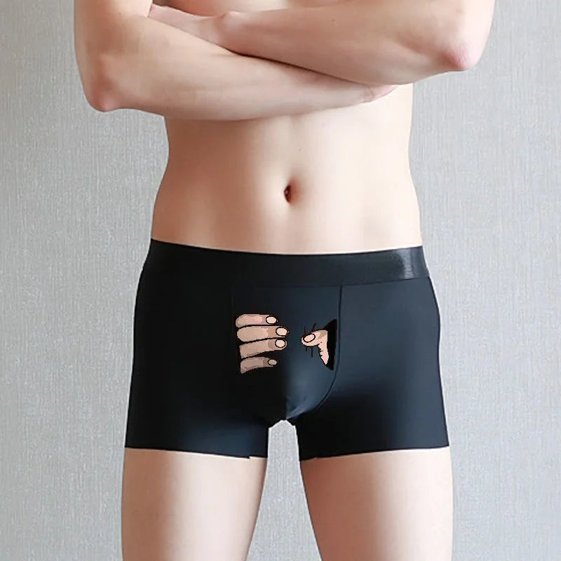 Funny Underwear Ice Silk Boxers for Men Shorts Cute Spoof Trunk Plus Size Male Panties Lovers fascinating Gift Boxer Men