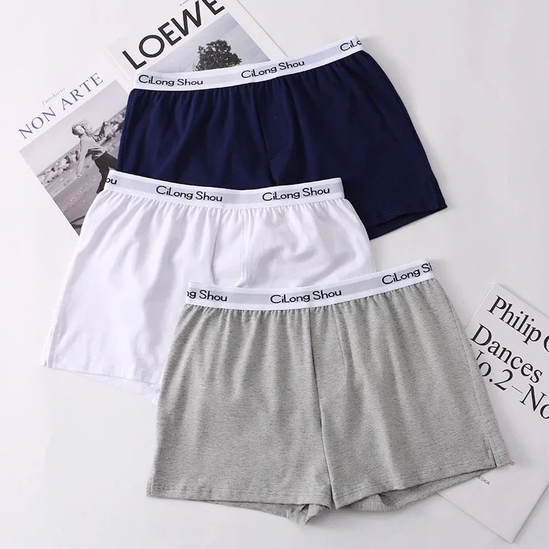 Cotton Soft Pajamas Shorts Mens Loose Breathable Bottoms Underwear Fashion Solid Boxers Hombre