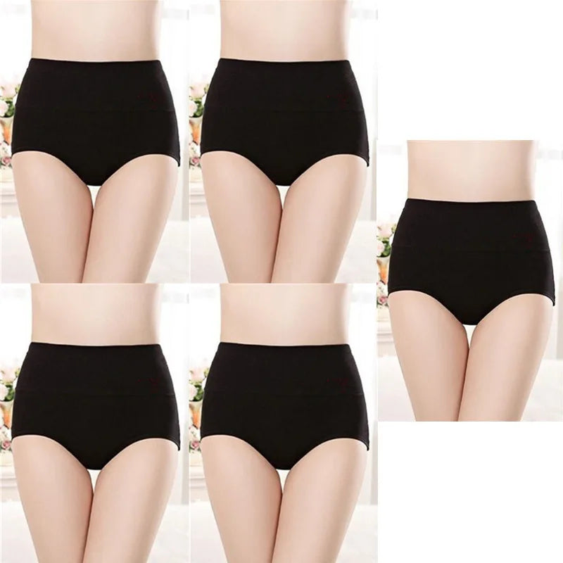 5PCS High Waist Cotton Panties Women Body Shaper Underwear Plus Size XL-4XL Fashion Girls Briefs Seamless Sexy Female Lingerie