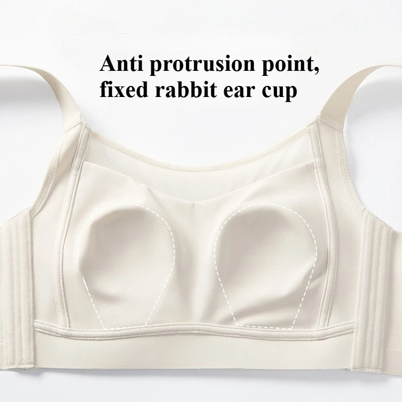 White Full Cup Minimizer Bra Seamless Side Control Anti-Sag Summer Ultra Thin Strapless Sport Everyday Bra for Women