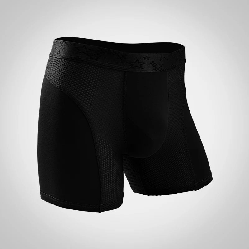 Extra Long Sports Underwear Men's Boxer Briefs Anti-Wear Leg Running Large Size Breathable Training Boxer Briefs