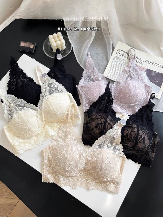MOYISU Fancy Lace Innerwear Women Halter Neck Bra One Cup Design Back Beauty Comfort Support Elegant Wear Sale French Inspired